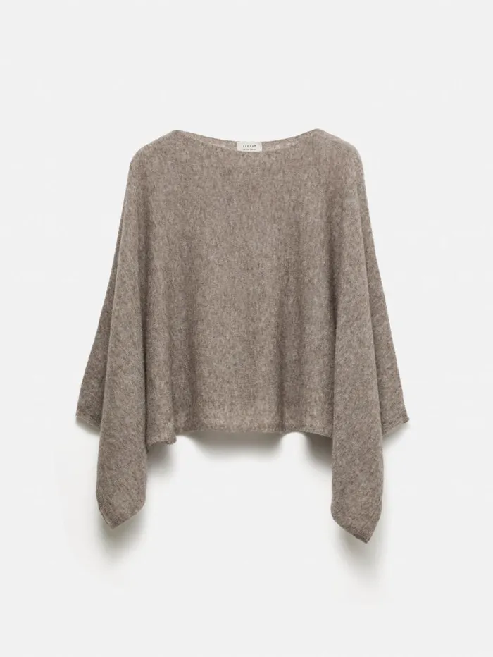 Jigsaw Soft Gauzy Knit Poncho Jumper Taupe Women Coords