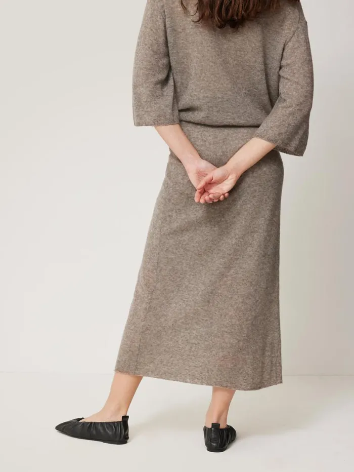 Jigsaw Soft Gauzy Knit Skirt Taupe Women Skirts