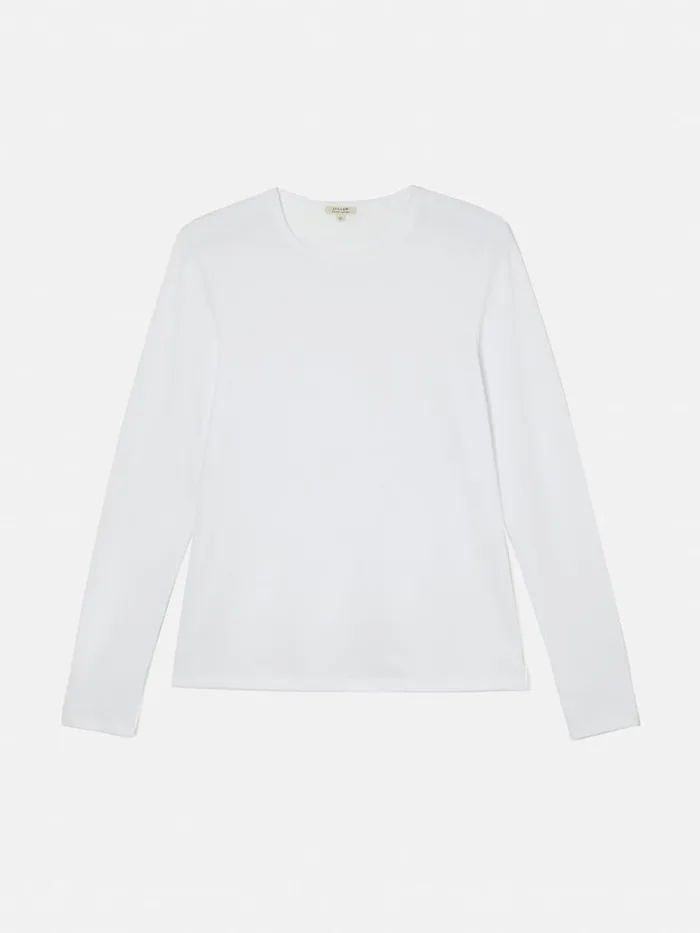 Jigsaw Supima Cotton Long Sleeve Tee White Women Shirts and Tops