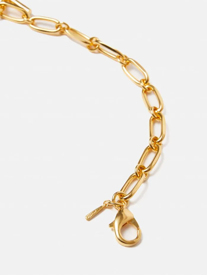 Jigsaw Trombone Link Chain Necklace Gold Women Party