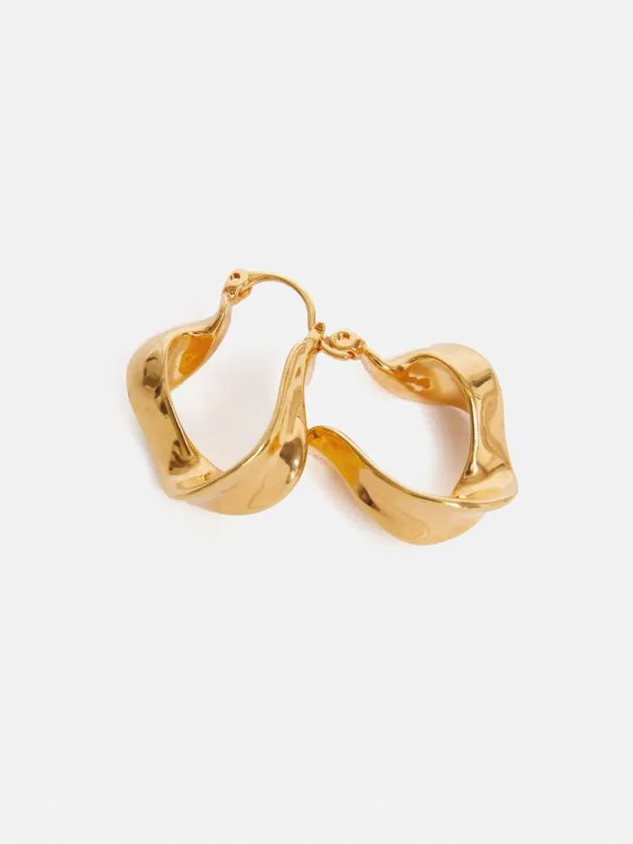 Jigsaw Twisted Hoop Earring Gold Women Jewellery