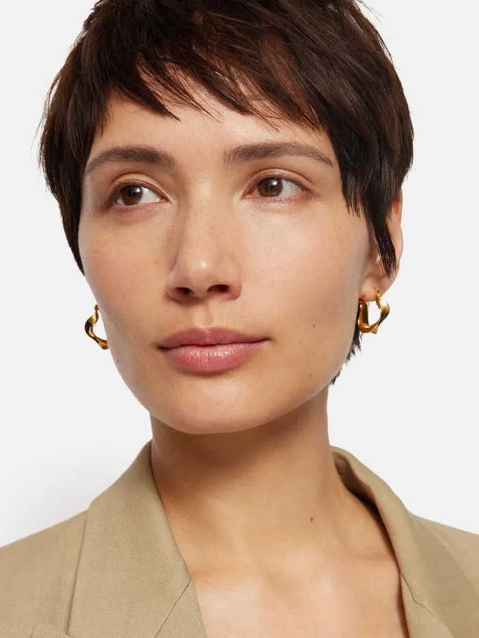 Jigsaw Twisted Hoop Earring Gold Women Jewellery