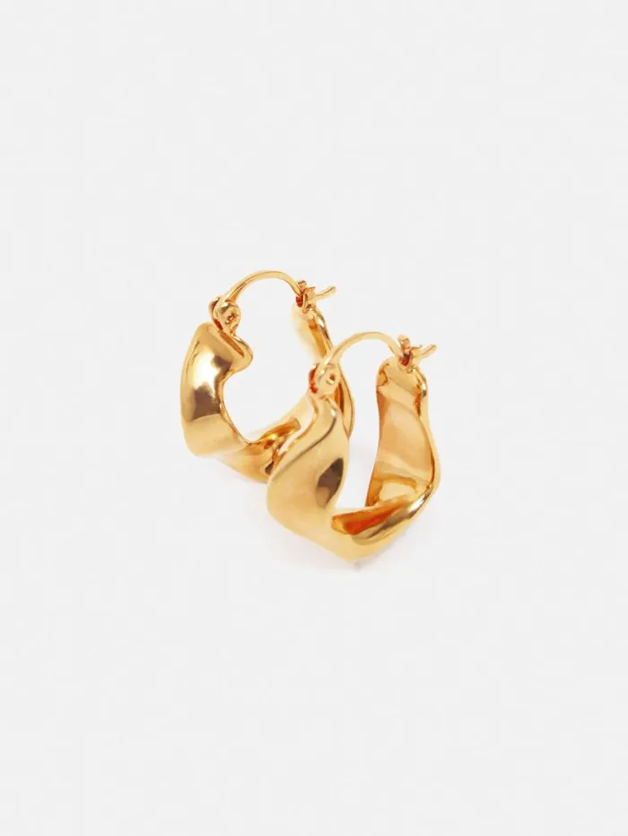 Jigsaw Twisted Hoop Earring Gold Women Jewellery