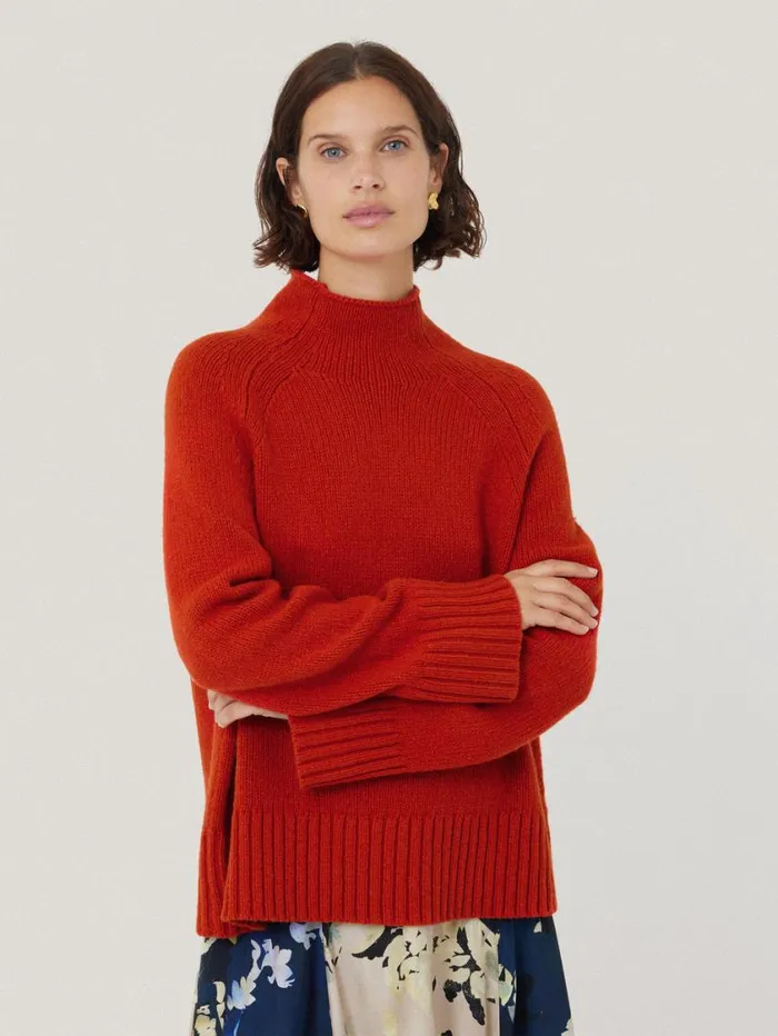 Jigsaw Wool Blend Snowdon Jumper Orange Women Knitwear and Cashmere