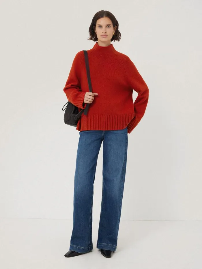 Jigsaw Wool Blend Snowdon Jumper Orange Women Knitwear and Cashmere