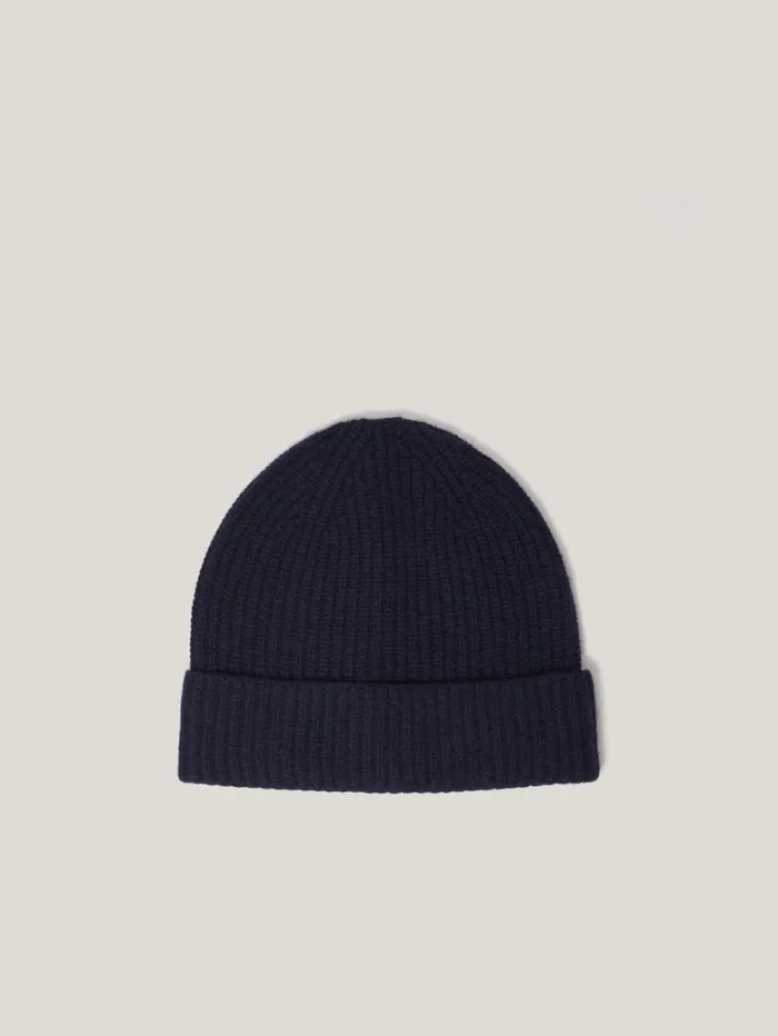 Jigsaw Wool Cashmere Blend Beanie Navy Women Knitwear and Cashmere