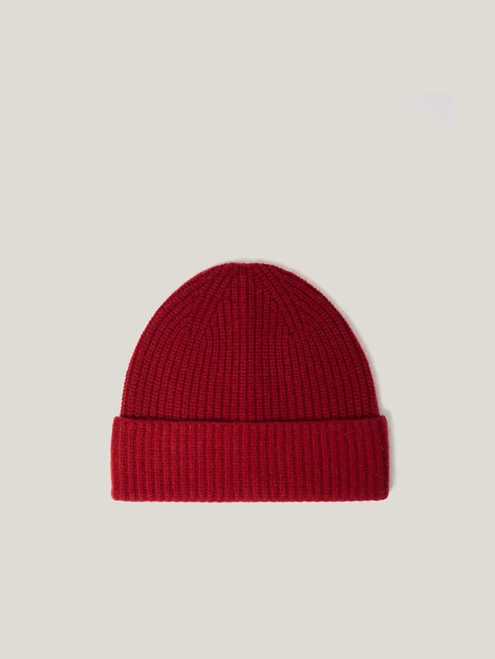 Jigsaw Wool Cashmere Blend Beanie Red Women Hats and Gloves