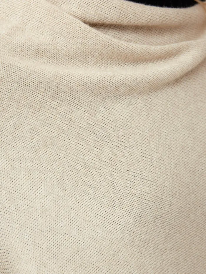Jigsaw Wool Cashmere Blend Border Poncho Cream Women Knitwear and Cashmere