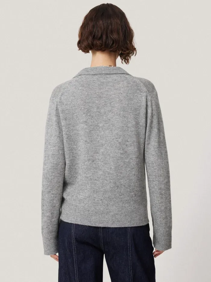 Jigsaw Wool Cashmere Blend Collar Jumper Light Grey Women Knitwear and Cashmere
