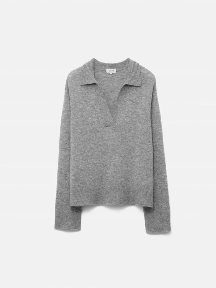 Jigsaw Wool Cashmere Blend Collar Jumper Light Grey Women Knitwear and Cashmere