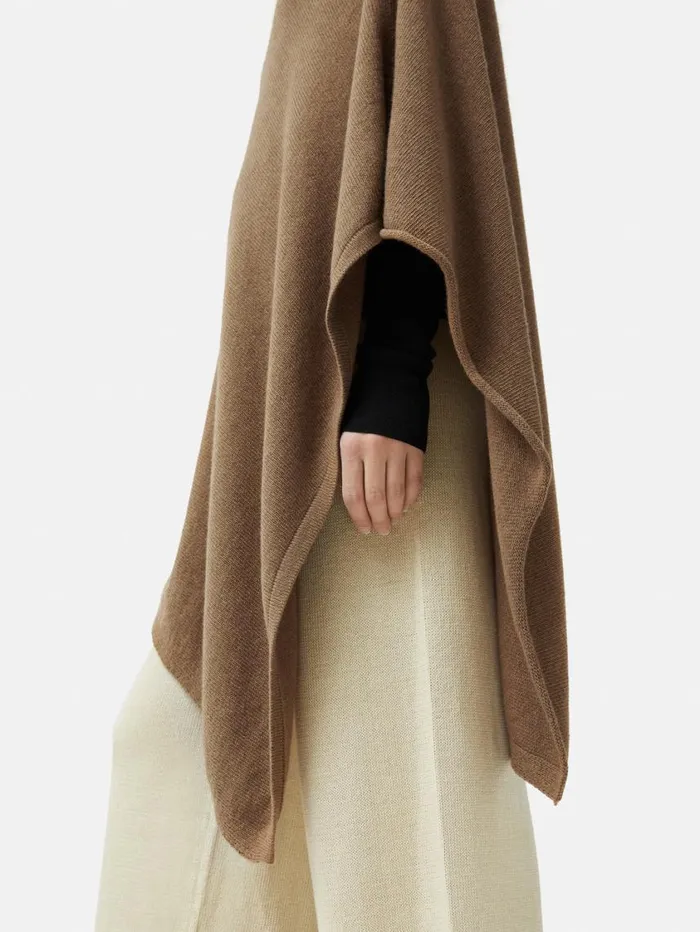 Jigsaw Wool Cashmere Blend Drape Poncho Camel Women Ponchos and Scarves