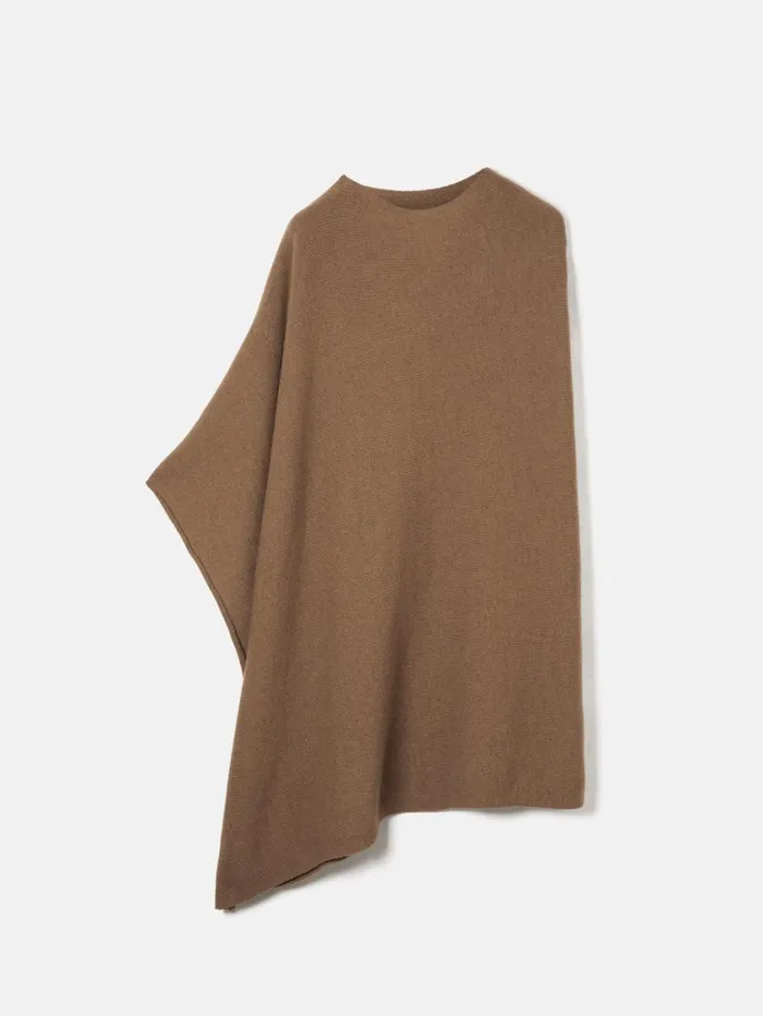 Jigsaw Wool Cashmere Blend Drape Poncho Camel Women Ponchos and Scarves