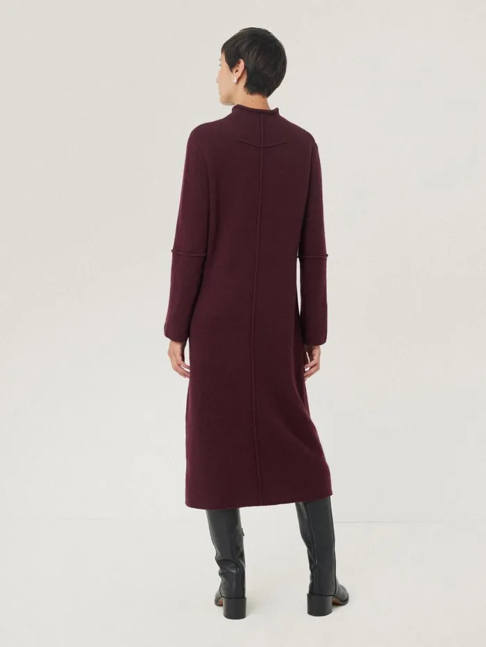 Jigsaw Wool Cashmere Blend Dress Burgundy Women Dresses and Jumpsuits
