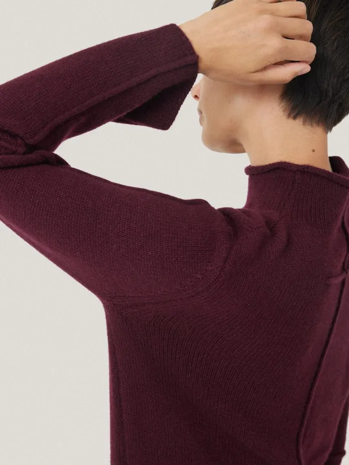 Jigsaw Wool Cashmere Blend Dress Burgundy Women Dresses and Jumpsuits