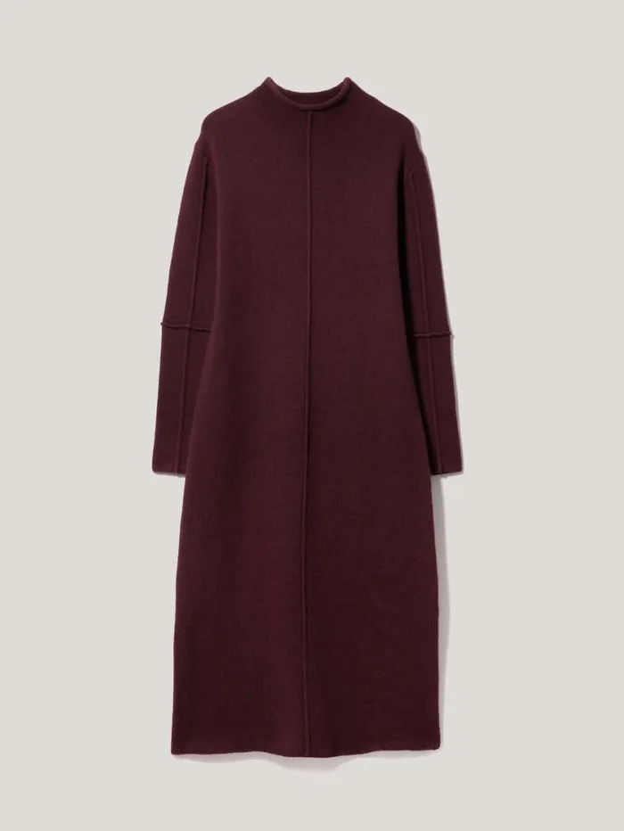 Jigsaw Wool Cashmere Blend Dress Burgundy Women Dresses and Jumpsuits