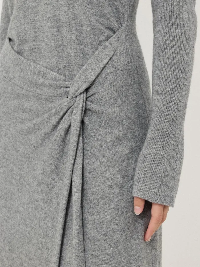 Jigsaw Wool Cashmere Blend Knot Dress Grey Women Knitwear and Cashmere