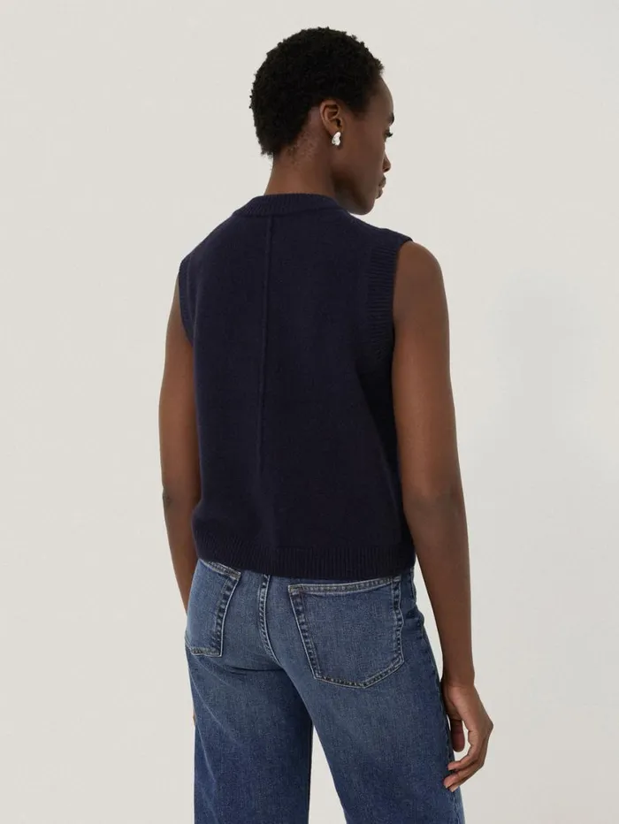 Jigsaw Wool Cashmere Blend Waistcoat Navy Women Knitwear and Cashmere