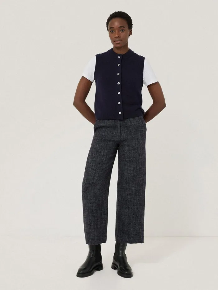Jigsaw Wool Cashmere Blend Waistcoat Navy Women Knitwear and Cashmere