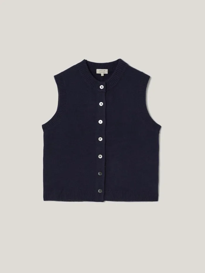 Jigsaw Wool Cashmere Blend Waistcoat Navy Women Knitwear and Cashmere