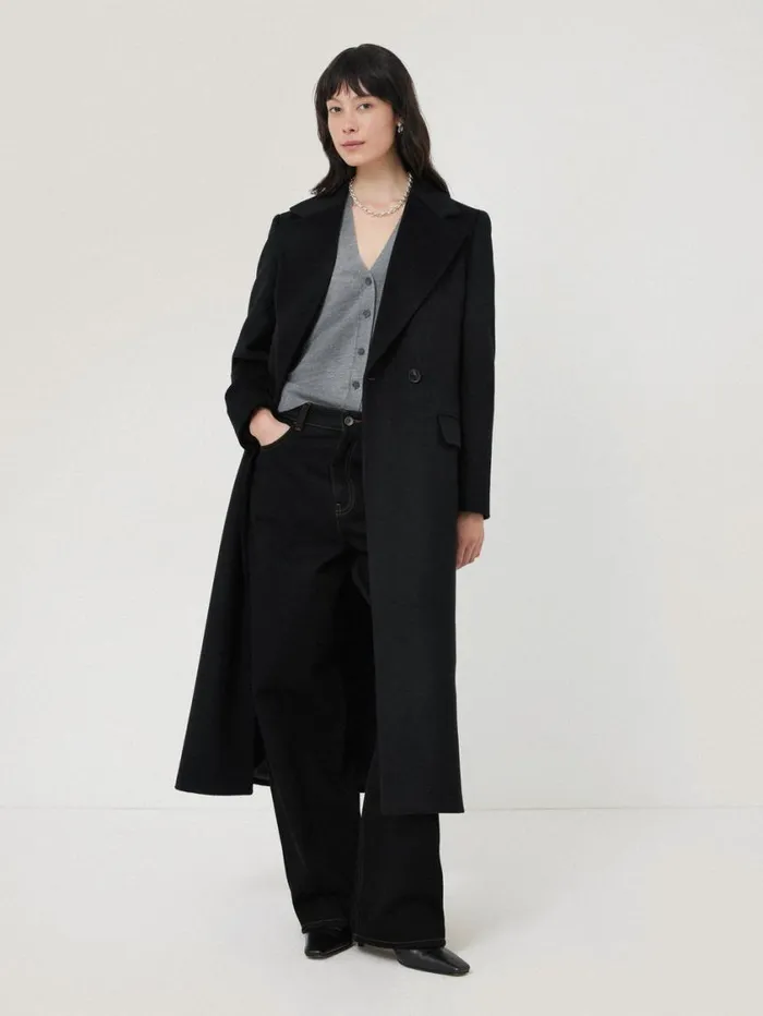 Jigsaw Wool Maxi City Coat Black Women Coats and Jackets