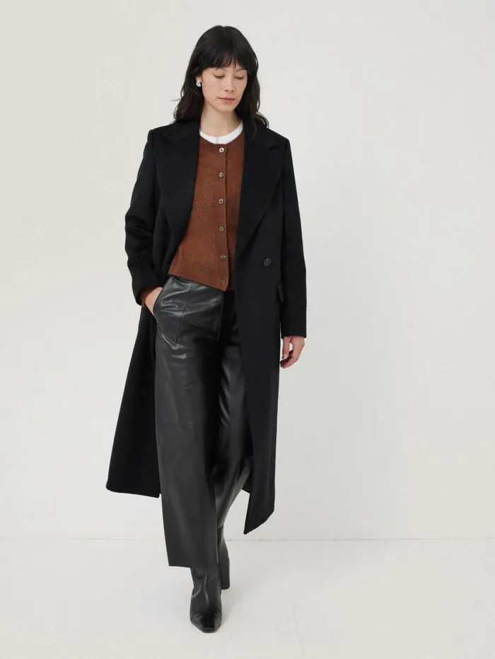 Jigsaw Wool Maxi City Coat Black Women Coats and Jackets