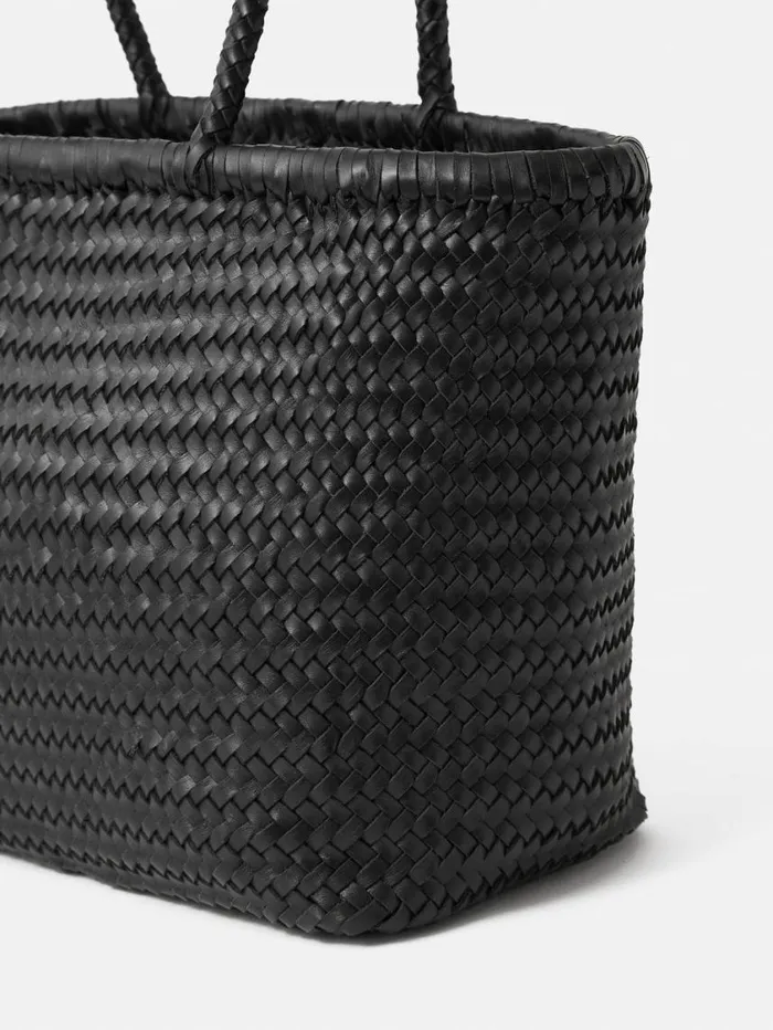 Jigsaw Woven Leather Tote Bag Black Women Bags