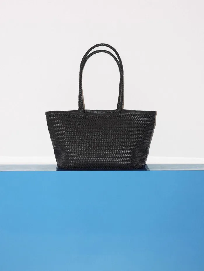 Jigsaw Woven Leather Tote Bag Black Women Bags