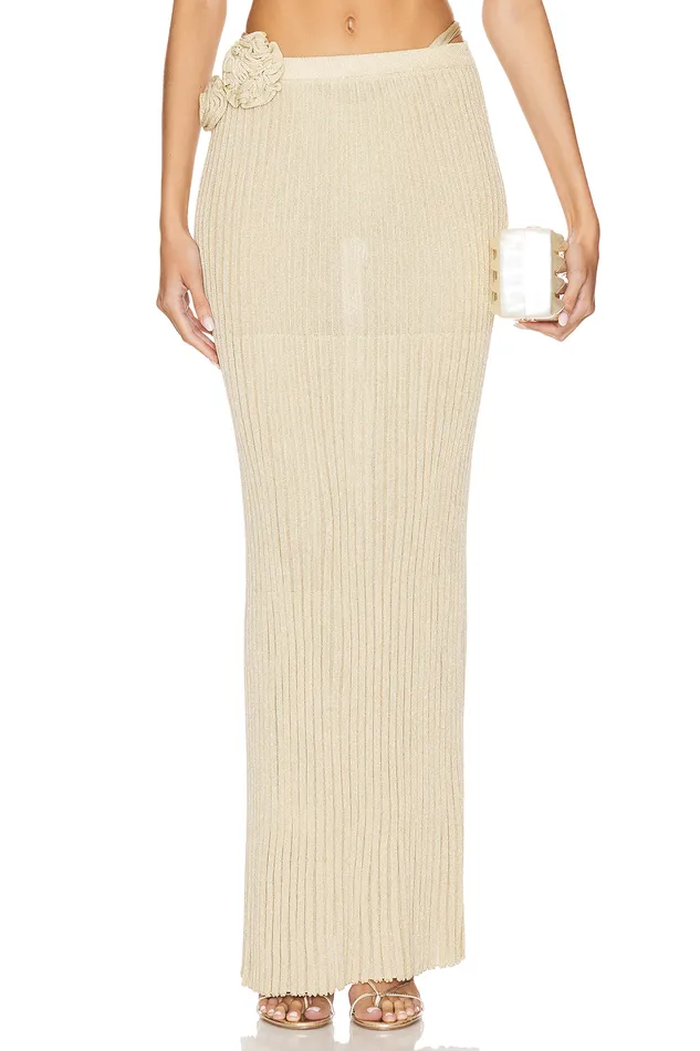 Josephine Maxi Skirt Tan and Gold Women Lovers and Friends Skirts