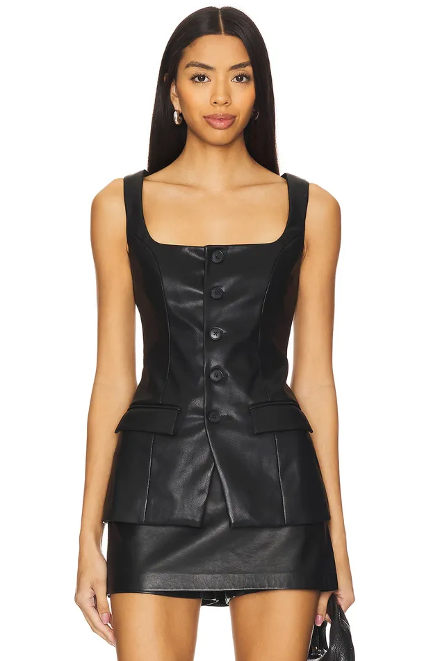 Kara Faux Leather Top Black Women Lovers and Friends Tops