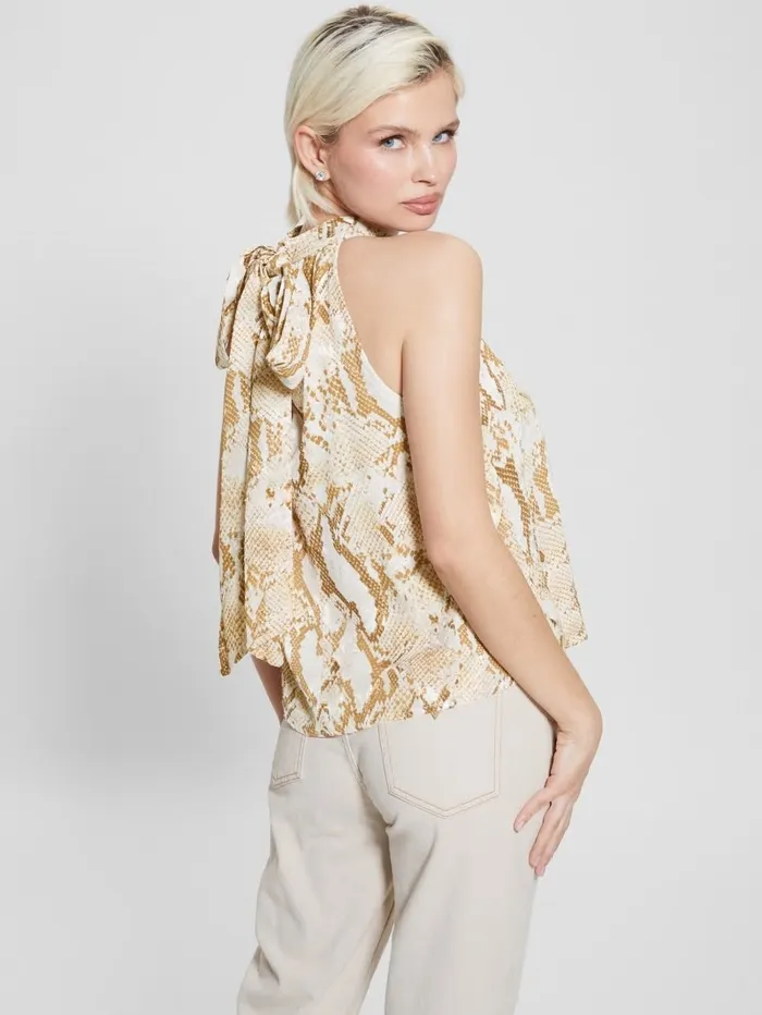 Katia Printed Halter Top Rambling Snake Women Tops GUESS Katia Printed Halter Top Rambling Snake Women Tops GUESS