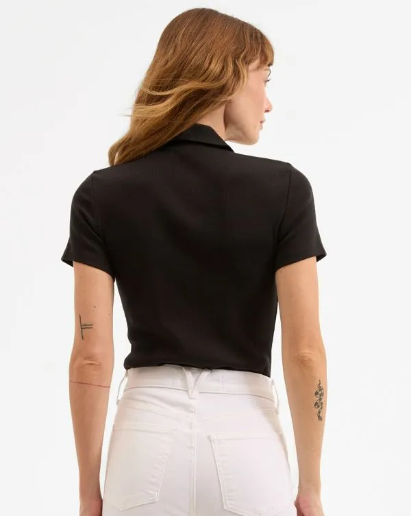 Kearney ButtonDown Tee Black Women Veronica Beard Tops Kearney ButtonDown Tee Black Women Veronica Beard Tops