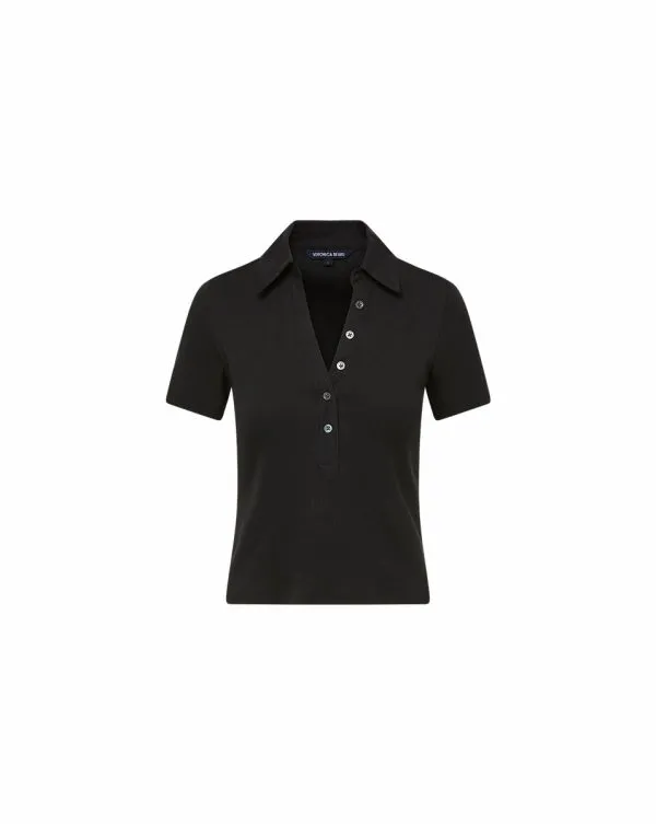 Kearney ButtonDown Tee Black Women Veronica Beard Tops Kearney ButtonDown Tee Black Women Veronica Beard Tops