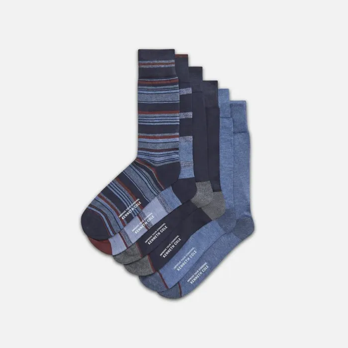 Kenneth Cole 6Pack Stripe Selection Socks Navy Men Socks Underwear Loungewear Kenneth Cole 6Pack Stripe Selection Socks Navy Men Socks Underwear Loungewear