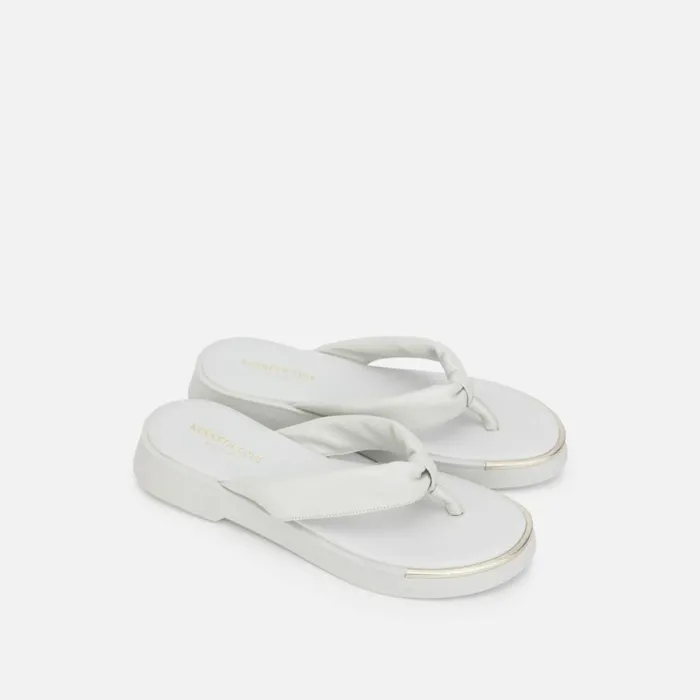Kenneth Cole Athens Flatform Thong Sandal Ecru Women Sandals