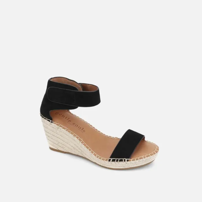 Kenneth Cole Charli Ankle Strap Wedge Sandal Black Women Gentle Souls