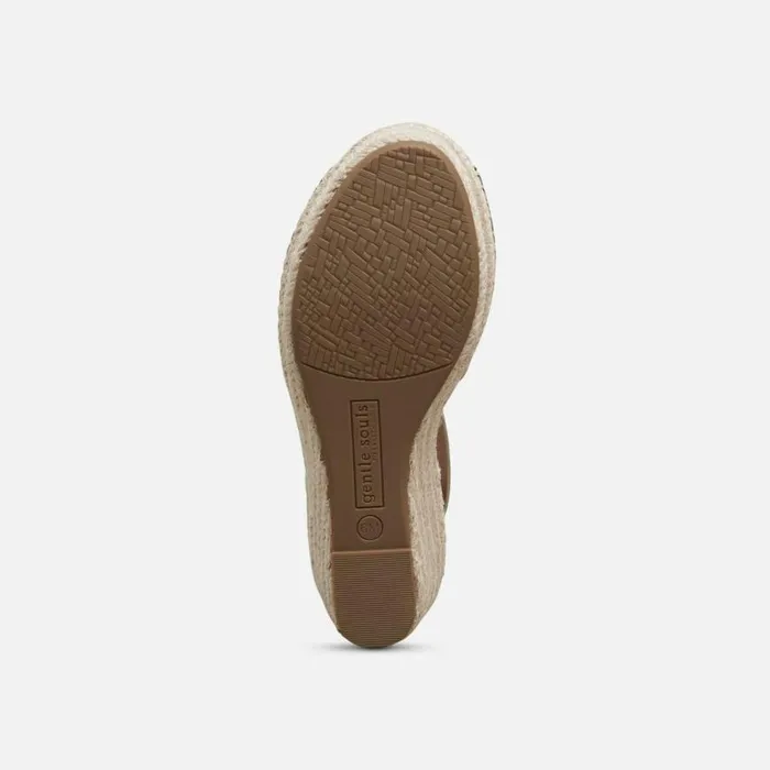 Kenneth Cole Charli Leather Floral Espadrille Wedge Champagne Women Gentle Souls
