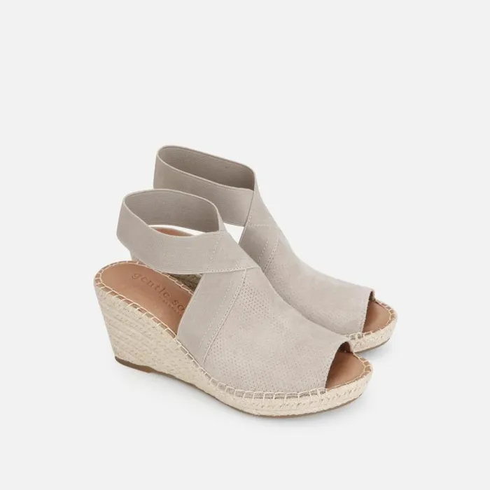 Kenneth Cole Charli Suede Espadrille Platform Sandal Mushroom Women Gentle Souls