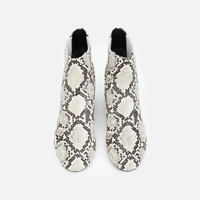 Kenneth Cole Edina Snake Print Block Heel Bootie Blackwhite Women Boots Booties
