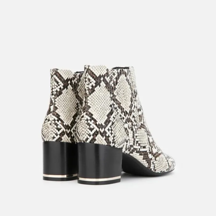 Kenneth Cole Edina Snake Print Block Heel Bootie Blackwhite Women Boots Booties