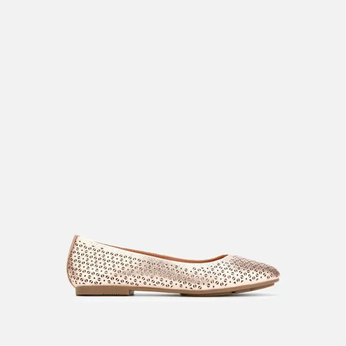 Kenneth Cole Eugene Perforated Metallic Ballet Flat Rose Gold Women Flats