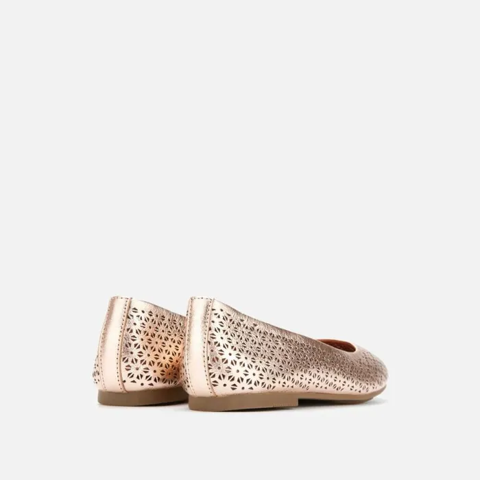 Kenneth Cole Eugene Perforated Metallic Ballet Flat Rose Gold Women Flats