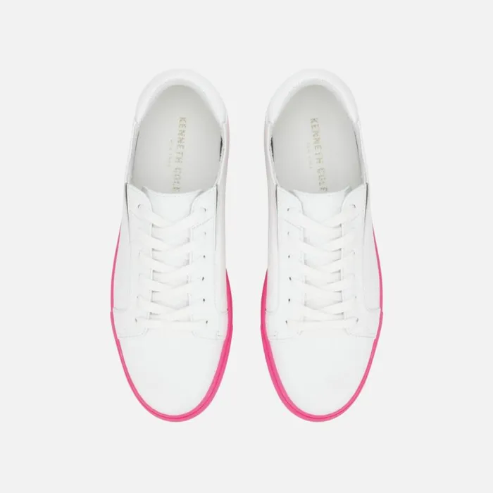 Kenneth Cole Kam Accent Leather Sneaker Whiteneon Pink Women Sneakers