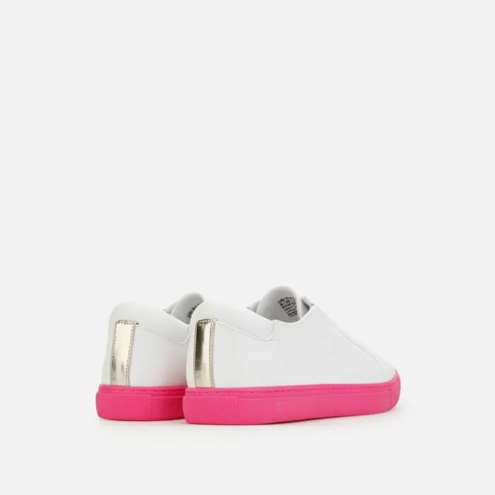 Kenneth Cole Kam Accent Leather Sneaker Whiteneon Pink Women Sneakers