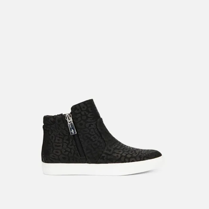 Kenneth Cole Kiera Black Leopard Leather Sneaker Black Women Sneakers