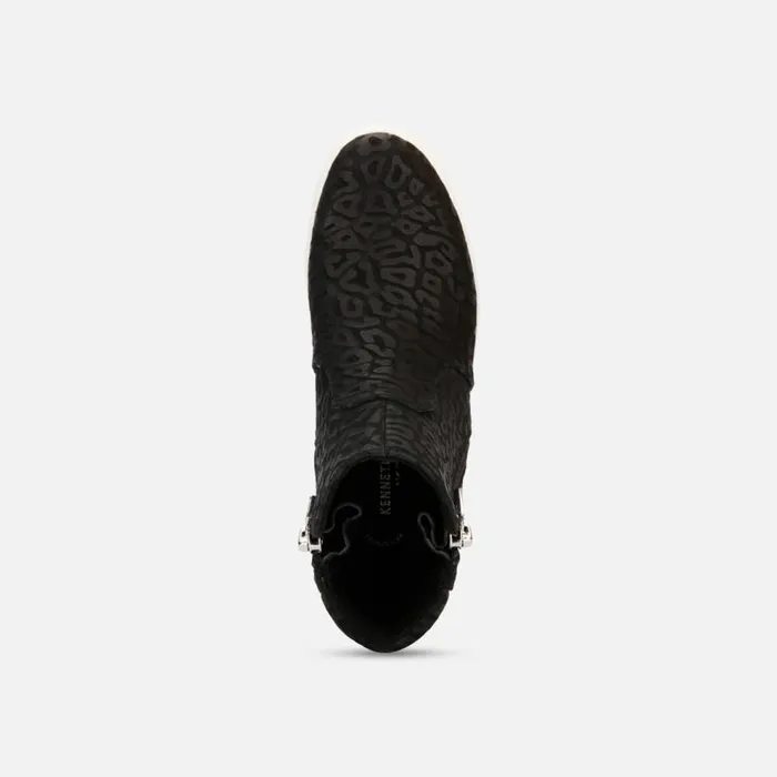Kenneth Cole Kiera Black Leopard Leather Sneaker Black Women Sneakers