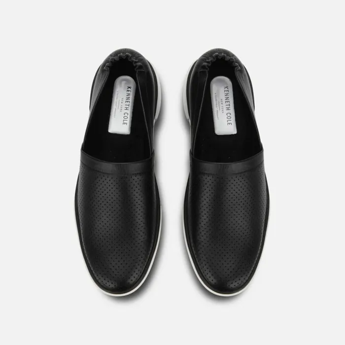 Kenneth Cole Liam Leather SlipOn Stripe Sneaker Black Men Sneakers