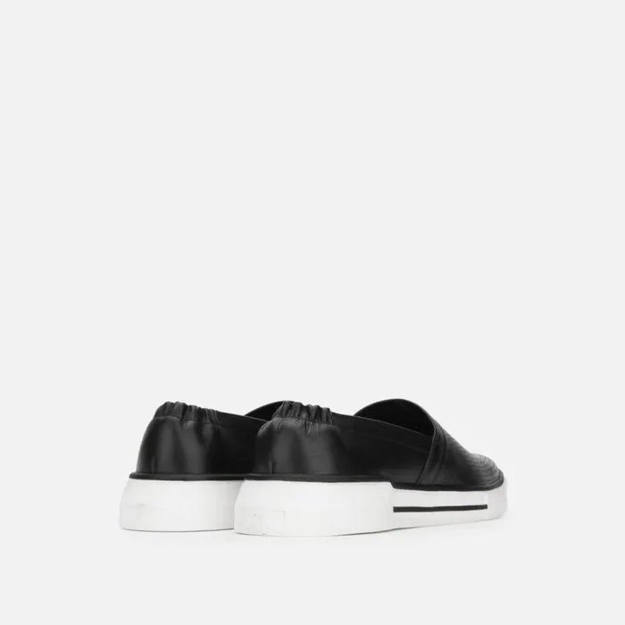Kenneth Cole Liam Leather SlipOn Stripe Sneaker Black Men Sneakers