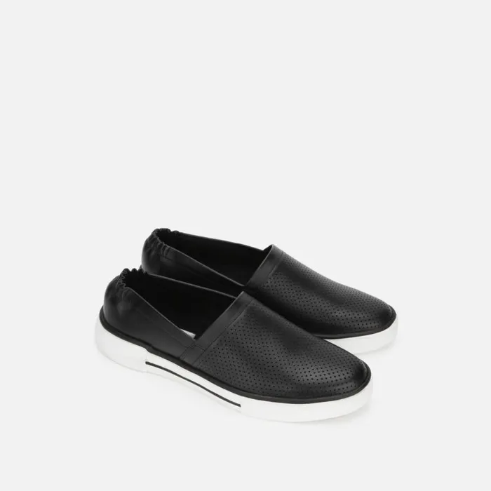 Kenneth Cole Liam Leather SlipOn Stripe Sneaker Black Men Sneakers