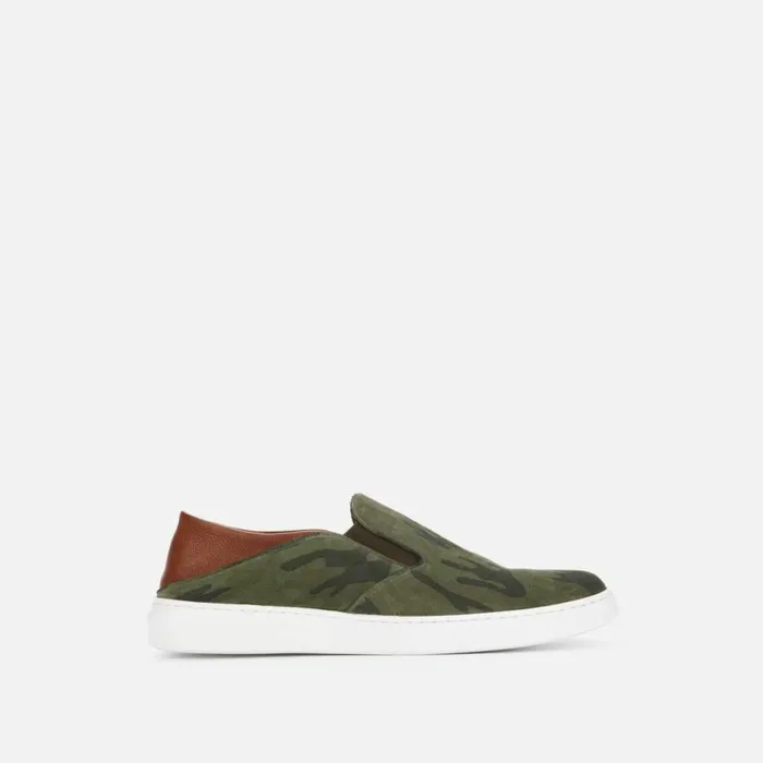 Kenneth Cole Liam Suede SlipOn Sneaker Olive Camo Men Sneakers
