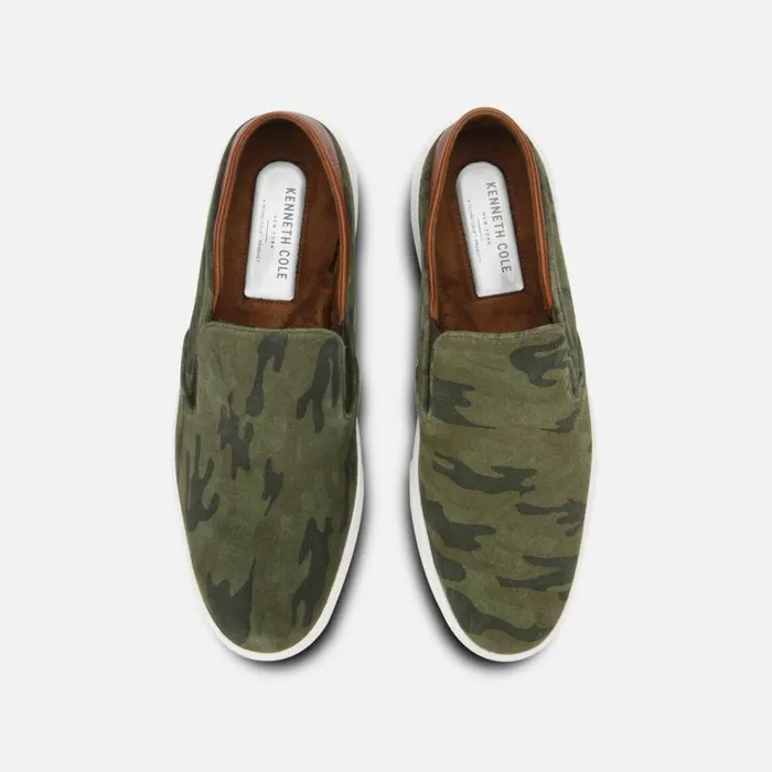 Kenneth Cole Liam Suede SlipOn Sneaker Olive Camo Men Sneakers